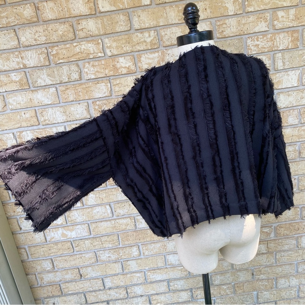 Ruffle Striped Open Jacket - Picture 5 of 8